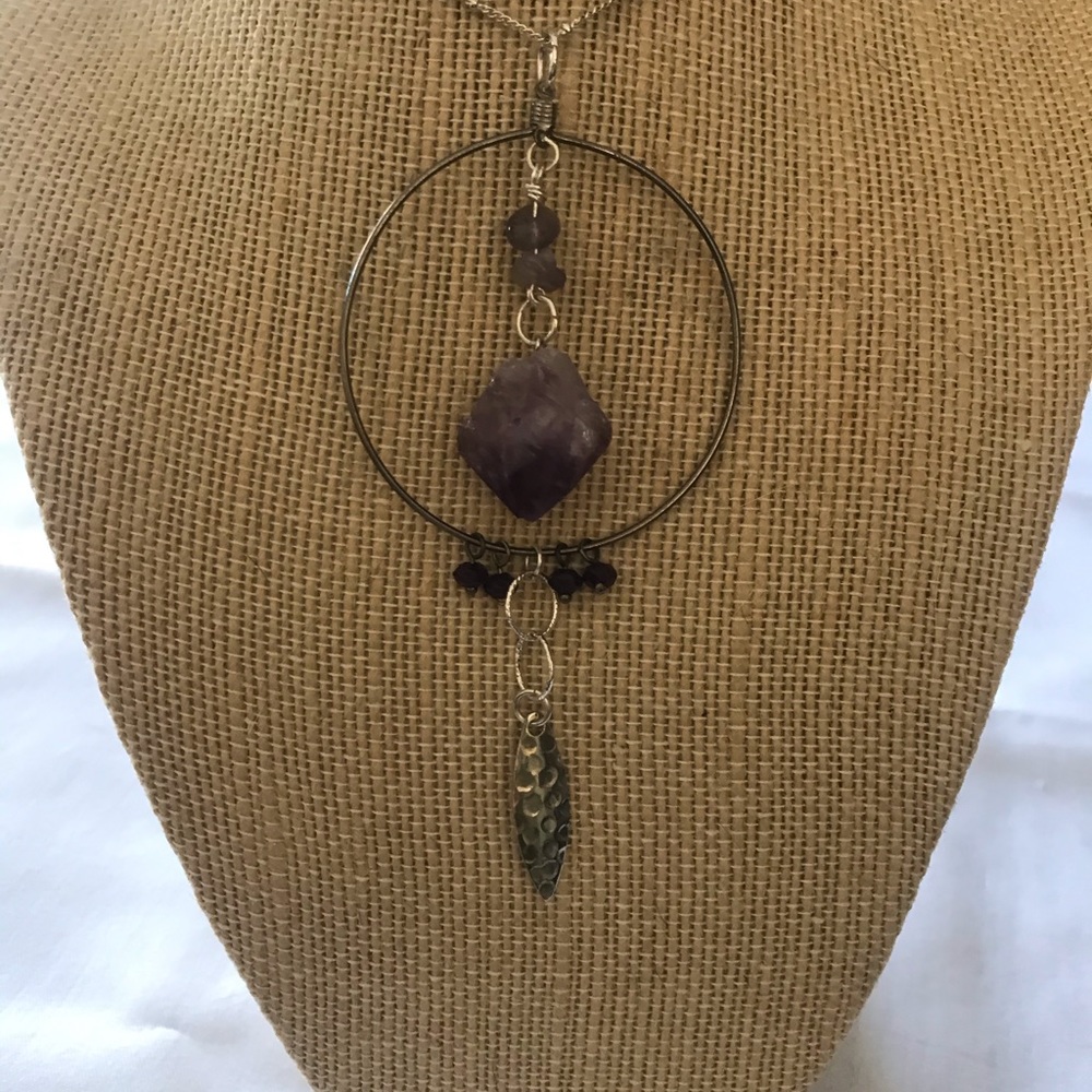 Raw Amethyst Crystal Fashion Piece Necklace